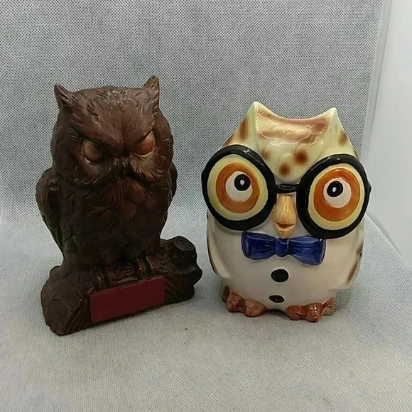 Vintage Other - Lot of 2 Vintage Owls Bank and Planter